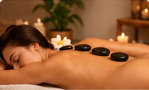 Massage aux pierres chaudes — image générée par IA